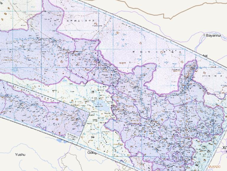 Historical Map of Gansu Province during the Qing Dynasty in China