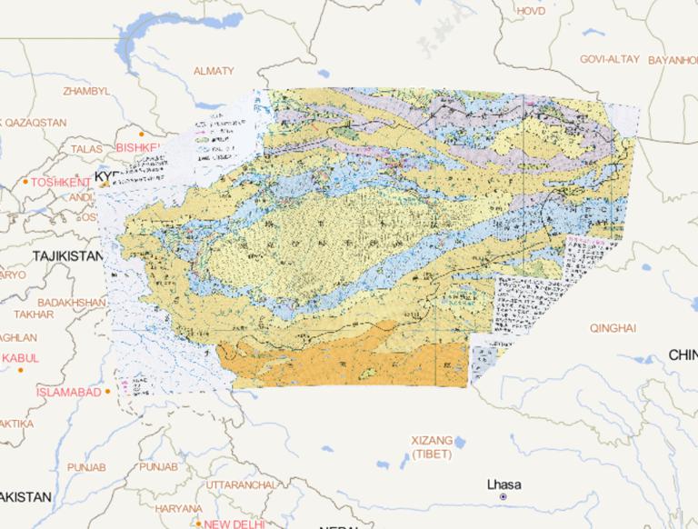 China's tarim Basin water system and Self - running water diagram