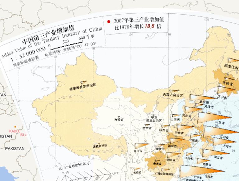 China 's Tertiary Industry Added Value Online Map