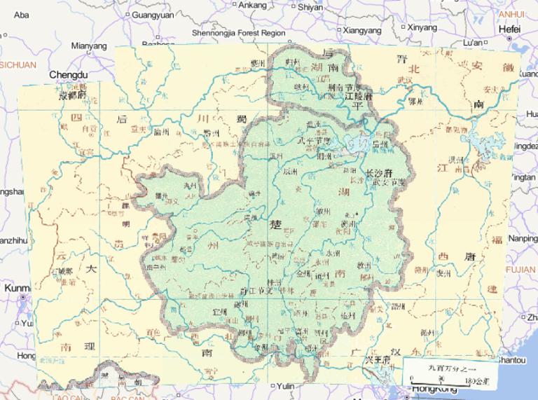 Online historical map of Chu and Nanping (943) during the Five Dynasties and Ten Kingdoms period in China