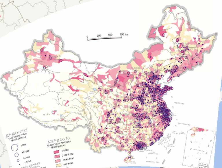 China's gross value of industrial output (2000) online maps