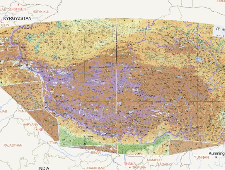 Administrative map of the Qinghai Tibet region of China