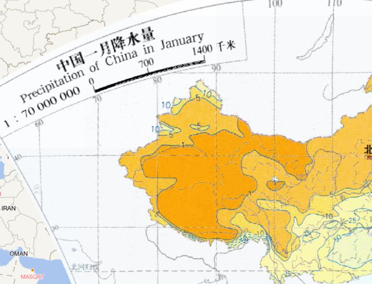 China January precipitation online map