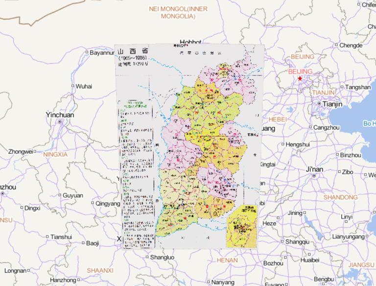 History map of administrative division (1965-1988) in Shanxi Province, China