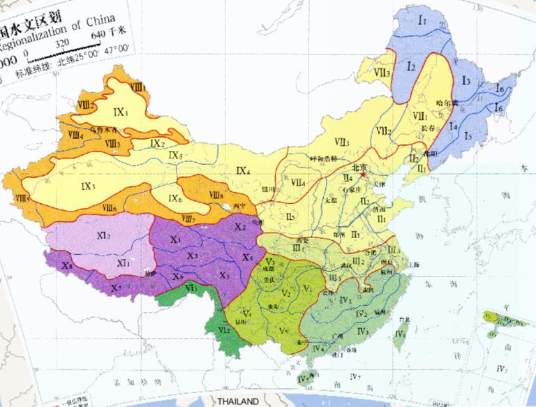 Online map of China hydrological regionalization