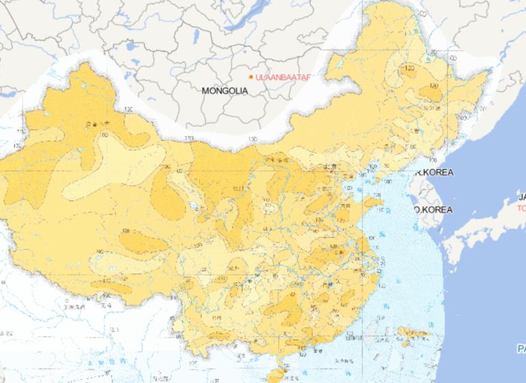 Online map of threshold distribution of drought days in 100 years in China