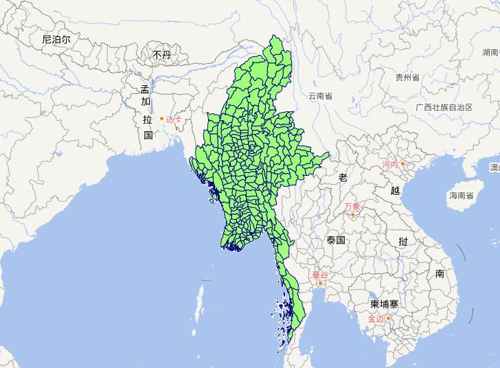 Republic of the Union of Myanmar level 3 administrative boundaries online map