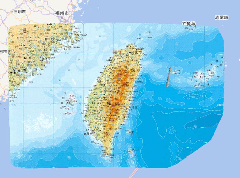 Topographic online map of Taiwan Province, China