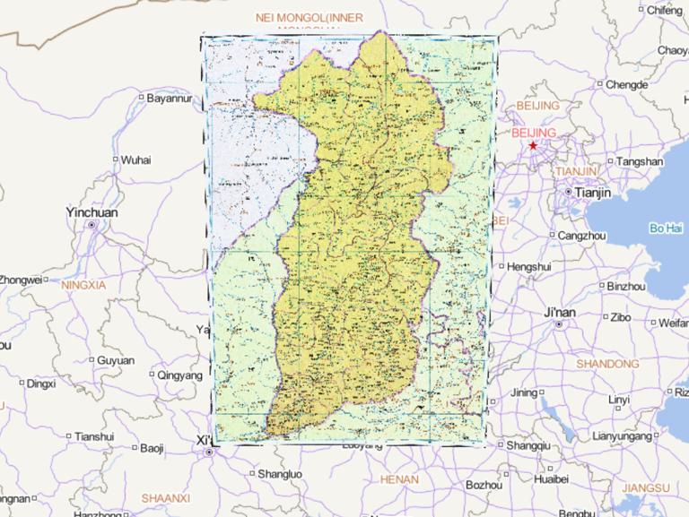 The Historical Map of Shanxi Province in the Qing Dynasty of China