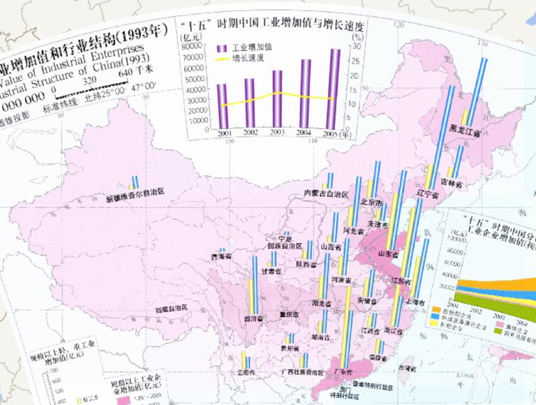 China's industrial enterprises of added value  and industry structure (1993) online maps