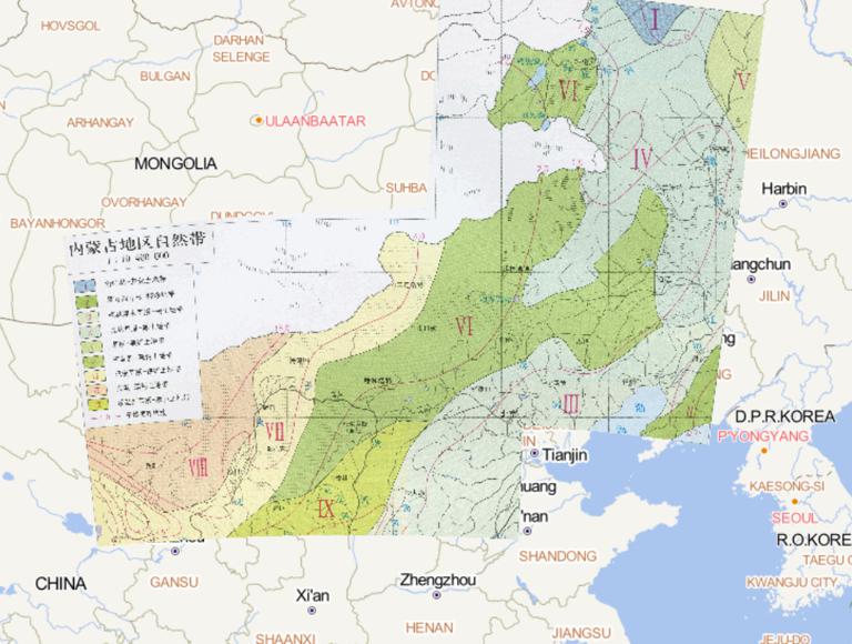 Online map of region natural zone in Inner Mongolia in China