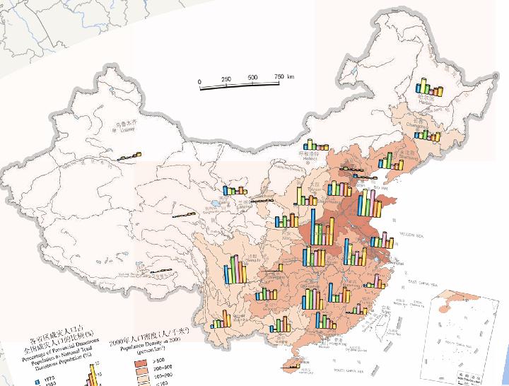 Online map of China's natural disaster-hit population (1978-2000)