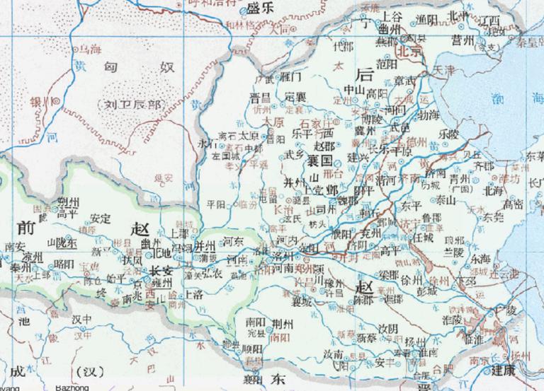 Online historical map of Qianzhao (325 A.D.) and Houzhao (345 A.D.) during the Sixteen States period of the Eastern Jin Dynasty