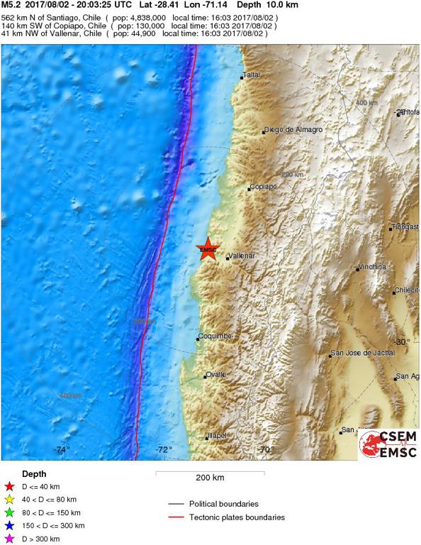 August 2, 2017 Earthquake Information of Chile