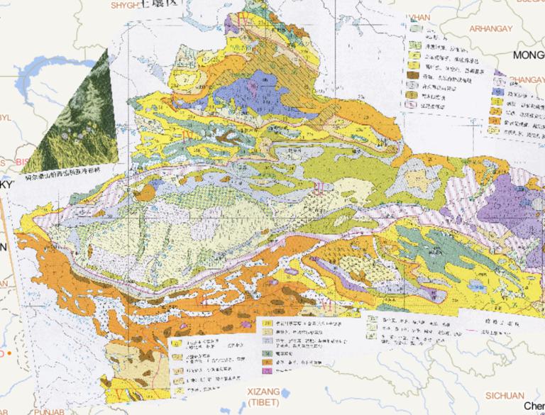 Vegetation types and soil map of vegetation in Northwest China