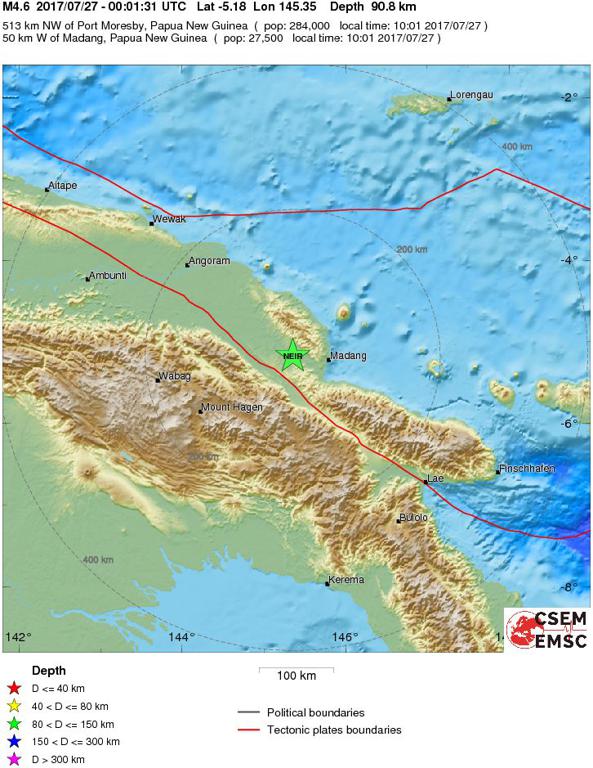 July 27, 2017 Earthquake Information of Papua New Guinea